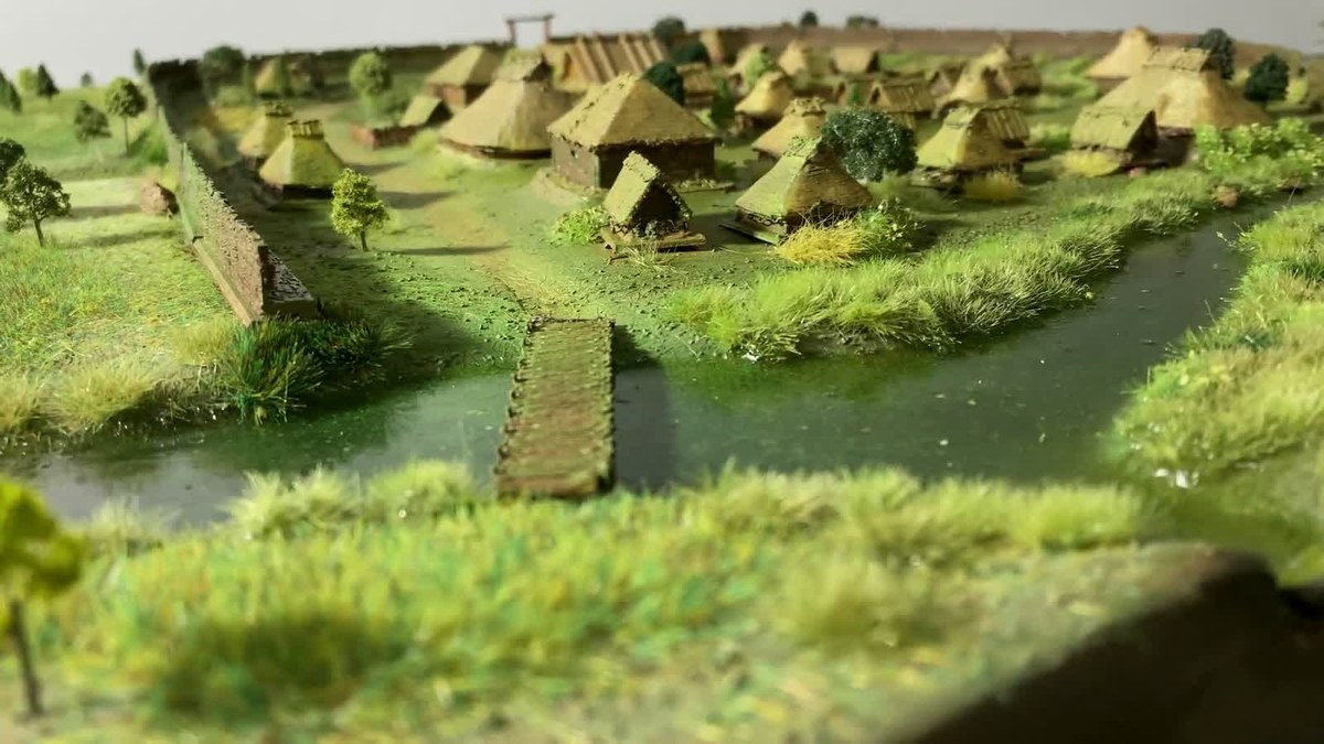 A hand-built scale model of a village, made before anything is committed to full size